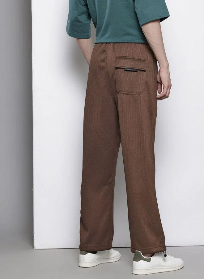 The Indian Garage Co Men Relaxed Fit Self Design Side Pocket Mid-Rise Joggers